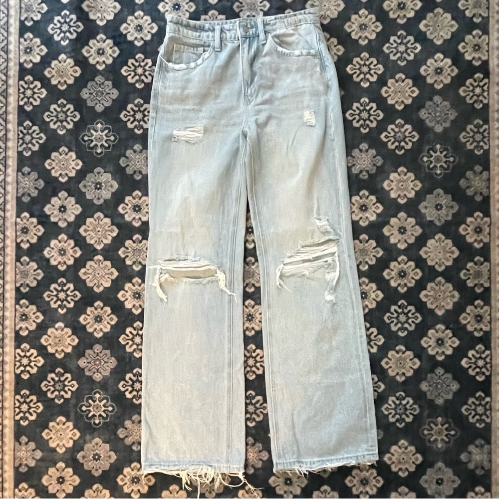 Altar'd State Gray Ripped Straight Leg Jeans